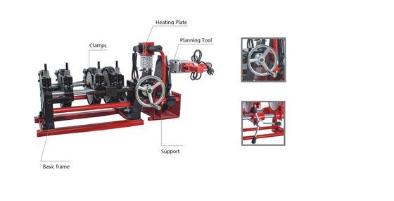 63mm Sampai 200mm HDPE Butt Fusion Welding Machine 2 Klem Semi Otomatis